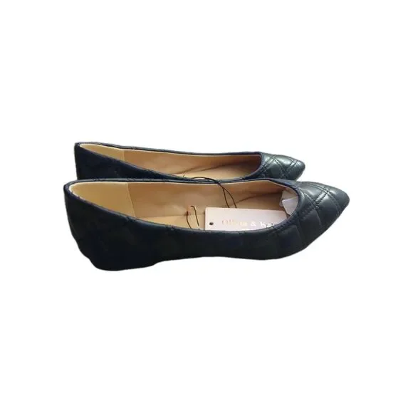 Olivia & Kate New York Quilted Ballerina Flats Black Women's Size 8.5 Dress Shoe - Picture 2 of 4
